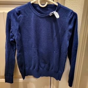 Blue sweater with ribbon detail